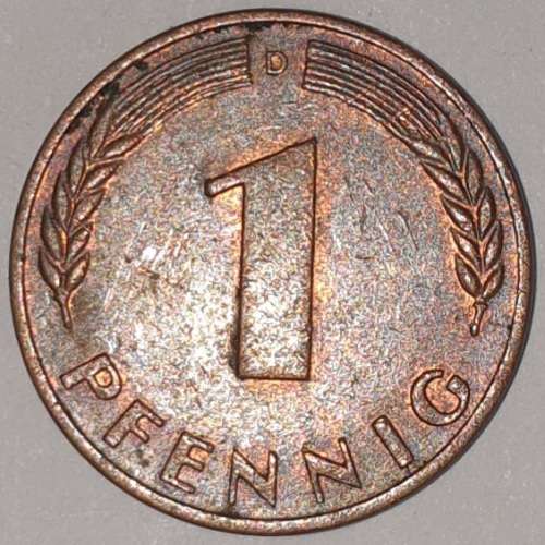1969 D - 1 PFENNIG - ONE PFENNIG - GERMANY - FEDERAL REPUBLIC - (Copper Plated Steel)